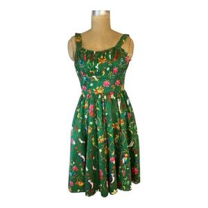 Disney Parks Rare Enchanted Tiki Room Green Floral fit & flare Dress